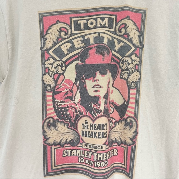 Tom Petty & the Heartbreakers Beige Crewneck TShirt Vintage Style 80 Graphic S/M - Picture 3 of 9
